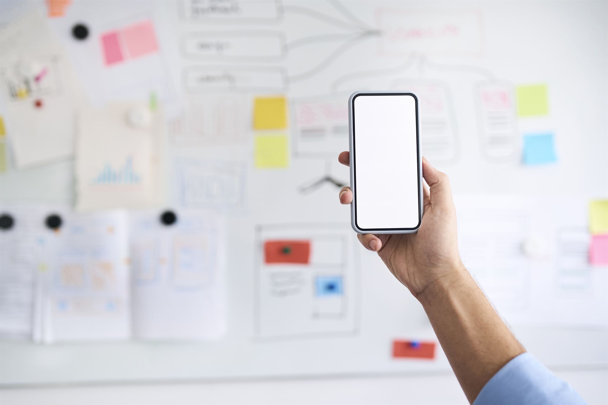 Mobile device displaying CRM application interface